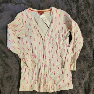 Cream and pink seahorse cardigan